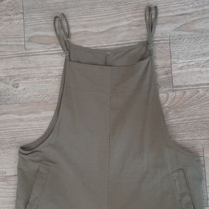 Green Linen Feel wide Leg Crop Overalls/ Jumpsuit